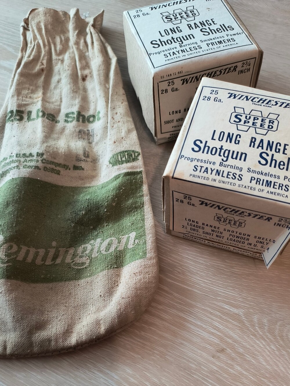Vintage Winchester 2-Part Boxes And Remington Shot Bag